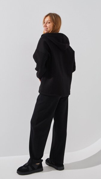 Купити Толстовка однотонна жіноча On me 128 4XL Чорний Артикул: 2000999287800 Фото №5