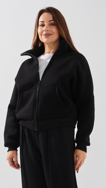 Купить Толстовка однотонная женская On me 291 52 Черный Артикул: 2000999349447 Фото №5