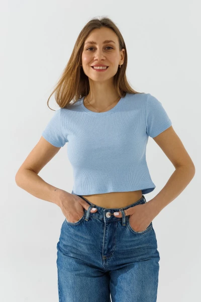 Топ однотонний жіночий  80677 L/XL Блакитний  Фото №0