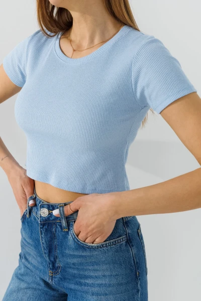 Топ однотонний жіночий  80677 L/XL Блакитний  Фото №3