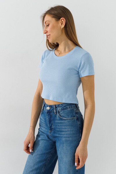 Купити Топ однотонний жіночий  80677 L/XL Блакитний Артикул: 2000990998323 Фото №5