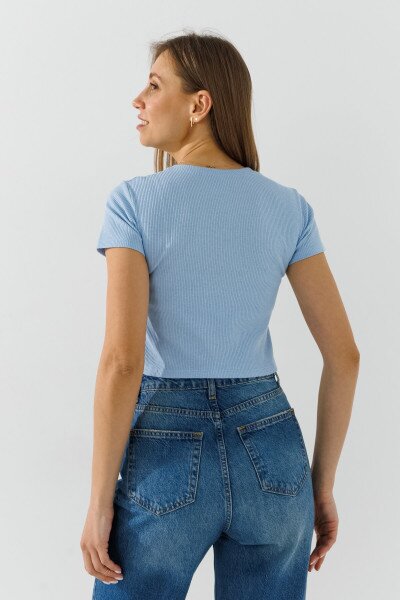 Купити Топ однотонний жіночий  80677 L/XL Блакитний Артикул: 2000990998323 Фото №6