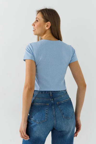 Топ однотонний жіночий  80677 L/XL Блакитний  Фото №5