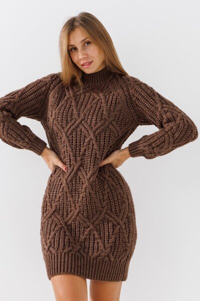 Купить Туника однотонная женская 7014 One Size Коричневый Артикул: 2000990775771 Фото №1