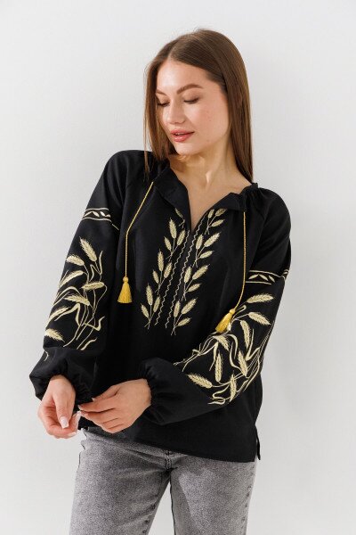 Купить Вышиванка рубашка женская LAWA E-WB02319 XS Черный Артикул: 2000990988416 Фото №3