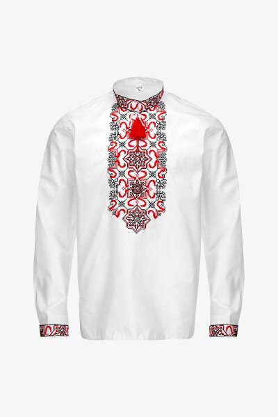 Купить Вышиванка мужская Полковник S Бело-красный Артикул: 2000990016263 Фото №15