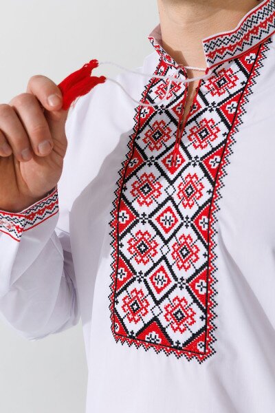 Купить Рубашка вышиванка мужская Француз S Бело-красный Артикул: 2000990330505 Фото №10