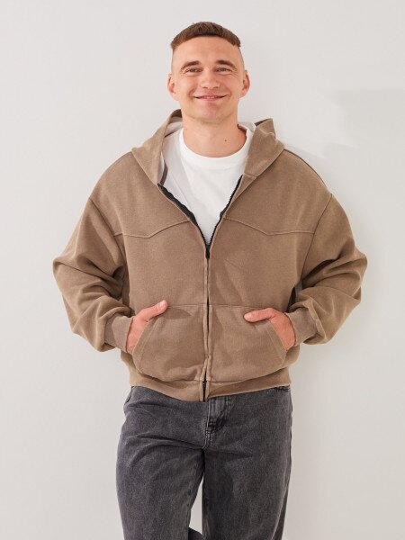 Купить Худи однотонный мужской GENUA G01220-0004 M Бежевый Артикул: 2000999464683 Фото №1
