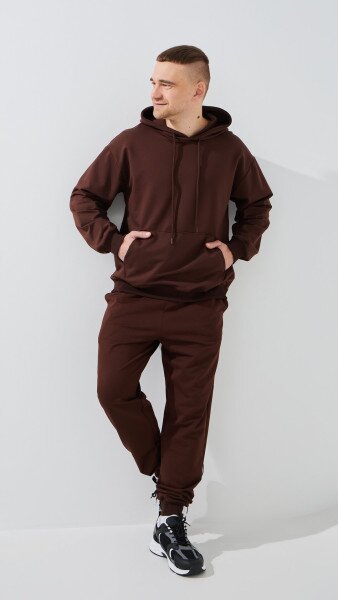 Купить Худи однотонный мужской GENUA G01223-0005 S Коричневый Артикул: 2000999474125 Фото №2