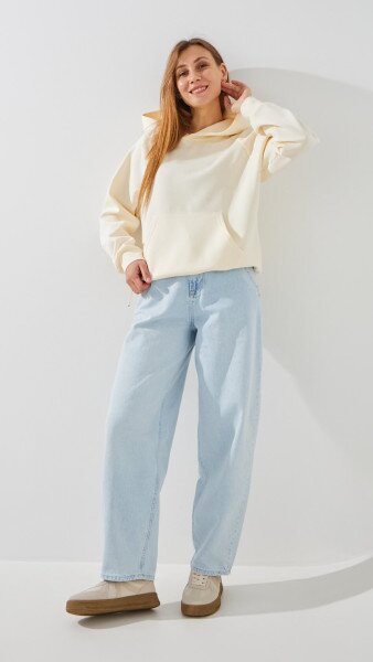Купить Худи однотонный женский GENUA G01138-0007 L Молочный Артикул: 2000999427053 Фото №2