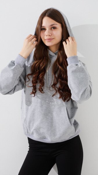 Купить Худи однотонный женский LAWA WBC02461 XS Серый меланж Артикул: 2000999452727 Фото №3