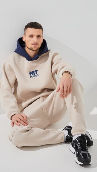 Купить Худи с принтом мужской LAWA P-MT02305 S Серо-бежевый Артикул: 2000999379024 Фото №3
