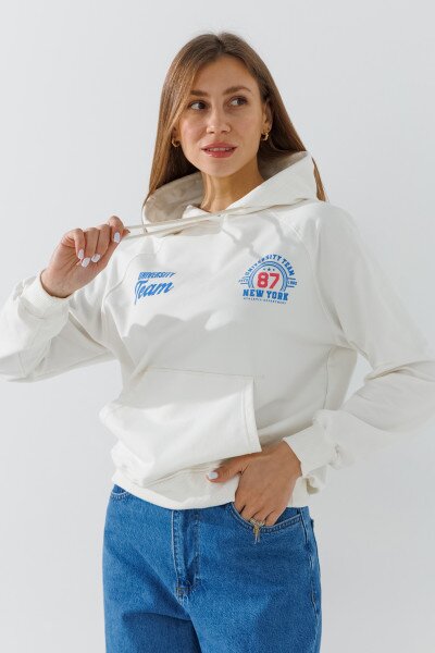 Купить Худи с принтом женский LAWA P-WB02377 XS Молочный Артикул: 2000991050549 Фото №5