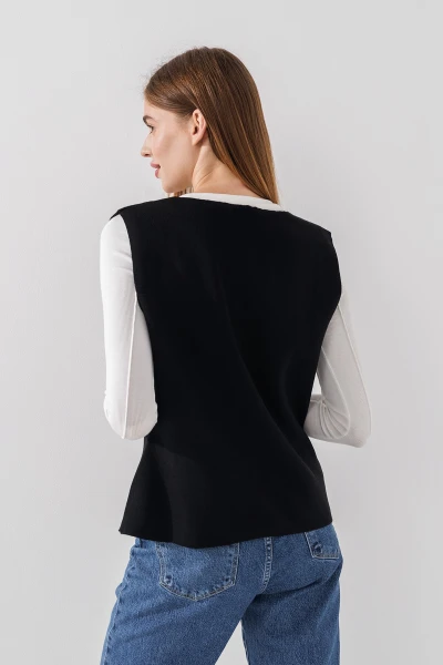 Купить Жилет однотонный трикотажный женский Park karon 10840 One size Черный (2000990651198D) Артикул: 2000990651198 Фото №5