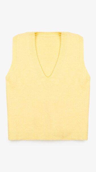 Купить Жилет трикотажный однотонный женский 2506 One Size Лимонный Артикул: 2000999201486 Фото №7