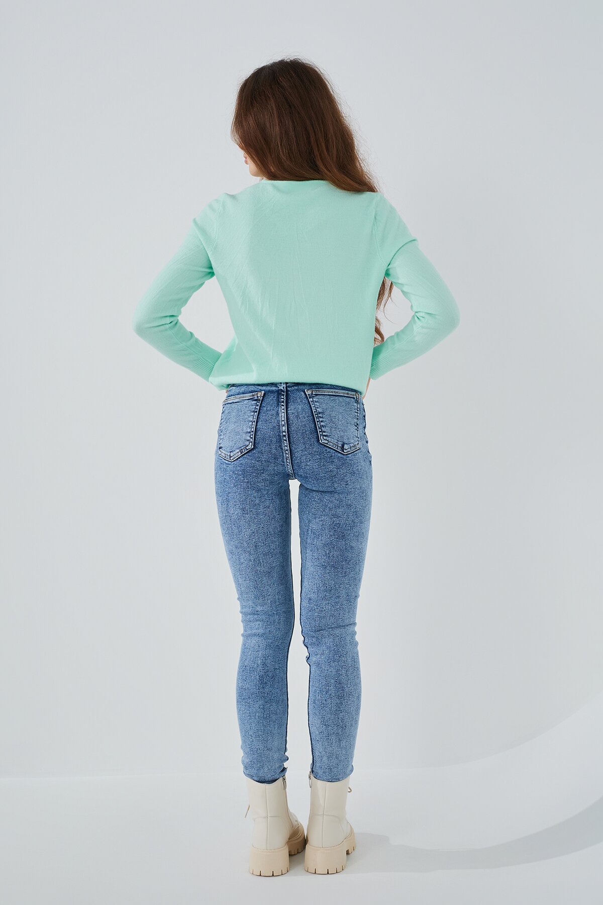 Джинси Slim Fit жіночі On me 2910 baza 32 Синій (2000989542148D)  Фото №3