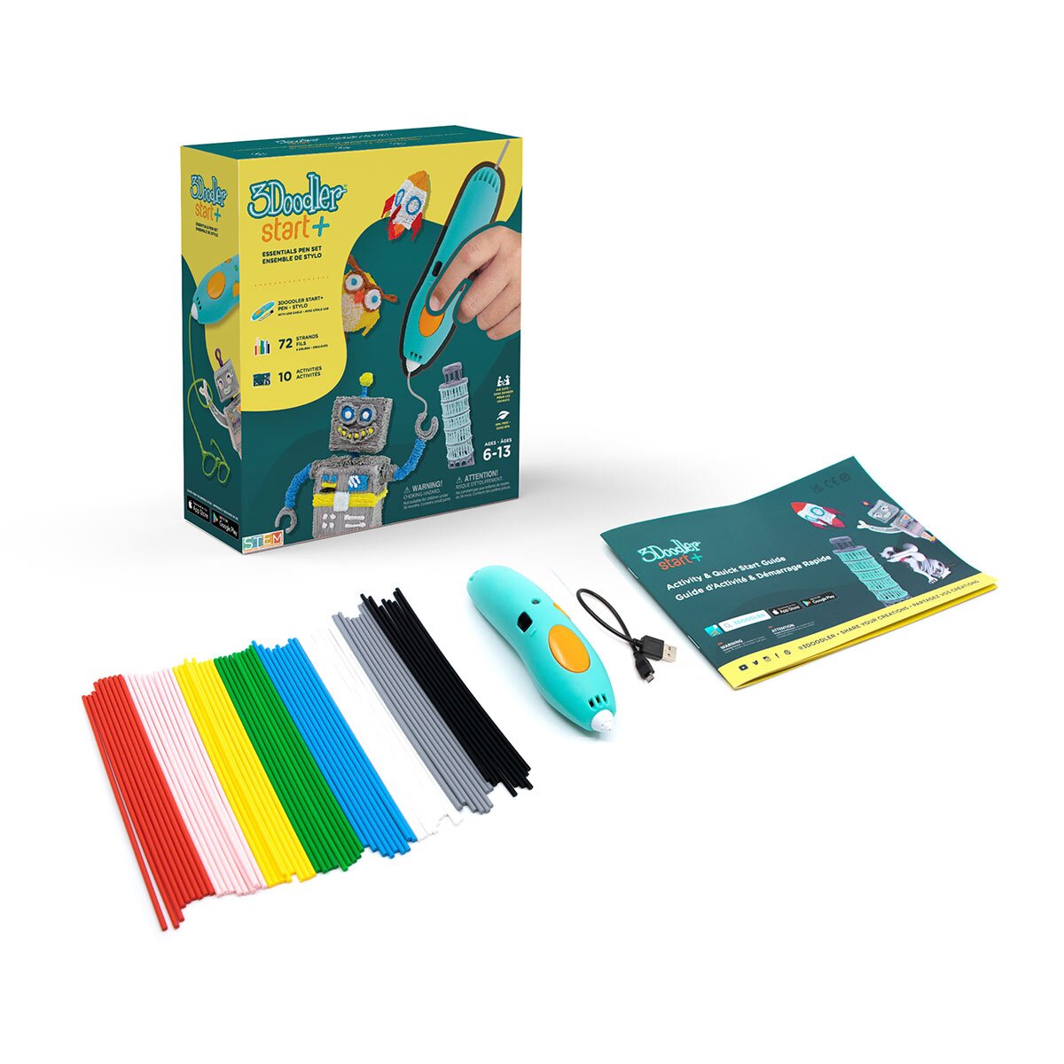 3D-ручка 3Doodler Start Plus для дитячої творчості базовий набір - КРЕАТИВ (72 стрижні) SPLUS (6900006615144)