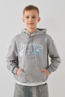Худі з принтом для хлопчика LAWA P-BB02310 122 см Світло-сірий