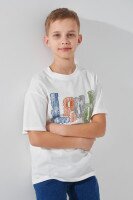 Футболка с принтом для мальчика Dinomin M92 134 см Белый