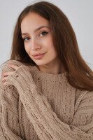 Джемпер однотонный женский Femme 1002 One Size Бежевый (2000989870647D)  Фото №2