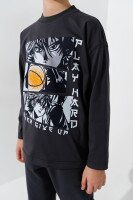 Лонгслів з принтом для хлопчика LAWA P-BB02309 140 см Графітовий  Фото №1