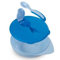Мисочка BABOO 9-029 від 6 місяців з кришкою та ложечкою Синя (5057778090295)  Фото №0