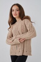 Джемпер однотонный женский Femme 1002 One Size Бежевый (2000989870647D)  Фото №1