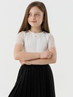 Блуза однотонная для девочки Perix 5015 116 см Молочный (2000990480002D)(SC)  Фото №1