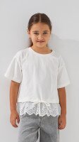 Купити Блуза трикотажна для дівчинки Aura Style 862 116 см Молочний Артикул: 2000999197994 Фото мініатюра № 1