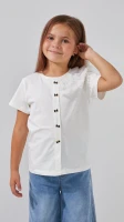 Блуза трикотажна для дівчинки Aura Style 867 128 см Молочний  Фото №1