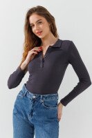 Купить Боди однотонный женский On me 25082 L Серый Артикул: 2000990997098 Миниатюра фотографии № 3