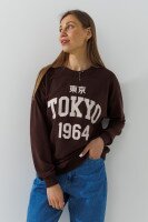 Свитшот с принтом женский LAWA P-WB02382 XS Темно-коричневый  Фото №1