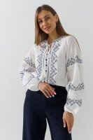 Вышиванка рубашка женская 2751 S Бело-синий