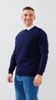 Купить Джемпер однотонный мужской GENUA G01205-0002 L Темно-синий Артикул: 2000999471452 Миниатюра фотографии № 3