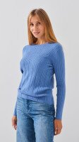Джемпер однотонный женский On me 98107-1 One Size Джинсовый  Фото №1