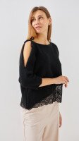 Купить Джемпер однотонный женский Pomella 2661 One Size Черный Артикул: 2000999492754 Миниатюра фотографии № 3