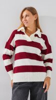 Купить Джемпер с узором женский LAWA WTC08682 L/XL Бордово-молочный Артикул: 2000999284564 Миниатюра фотографии № 1