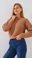 Купить Джемпер однотонный женский On me 225004 One Size Бежевый Артикул: 2000990151223 Миниатюра фотографии № 3