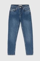 Джинсы однотонные Mom Fit женские D-655 34 Синий (2000990276254D)  Фото №4