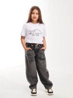 Купити Джинси для дівчинки Dinomin WG0012 122 см Сірий Артикул: 2000999506345 Фото мініатюра № 2