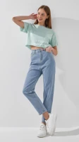 Джинсы Mom Fit женские 801 S Голубой  Фото №1
