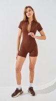 Купити Фітнес комбінезон шорти однотонний GENUA 6697 L Коричневий Артикул: 2000999451645 Фото мініатюра № 3