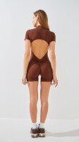 Купити Фітнес комбінезон шорти однотонний GENUA 6697 L Коричневий Артикул: 2000999451645 Фото мініатюра № 6