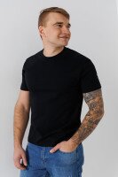 Футболка однотонная мужская 24-0711 S Черный  Фото №2
