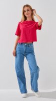 Футболка однотонная для девочки LAWA GBC02337 134 см Малиновый  Фото №0