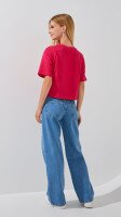 Футболка однотонная для девочки LAWA GBC02337 134 см Малиновый  Фото №2