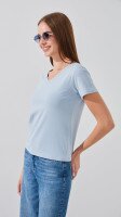 Купить Футболка однотонная женская Na Fan 002 One Size Голубой Артикул: 2000991047716 Миниатюра фотографии № 4