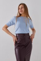 Футболка трикотажна однотонна жіноча On me 12030 One Size Блакитний  Фото №1