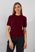Футболка трикотажна однотонна жіноча On me 12030 One Size Бордовий
