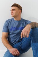 Футболка с принтом мужская AD003MP S Голубой  Фото №1